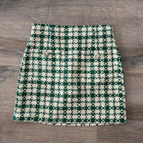 Zara Green Tweed Skirt (NWOT) - Picture 1 of 4